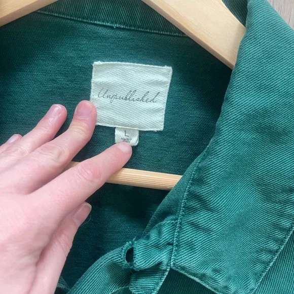 Anthropologie Unpublished Evergreen Utility Jacket | Cotton Chore Coat Size L - Picture 7 of 9